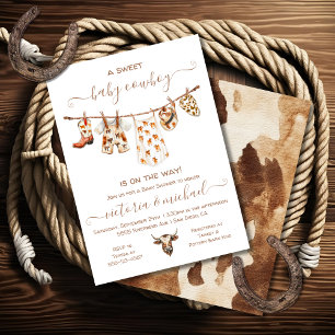 Boho Cowboy Clothesline Baby Shower Invitation
