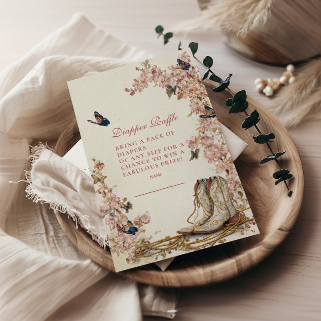 Boho Cowgirl Boots Diapper Raffle  Enclosure Card (Creator Uploaded)
