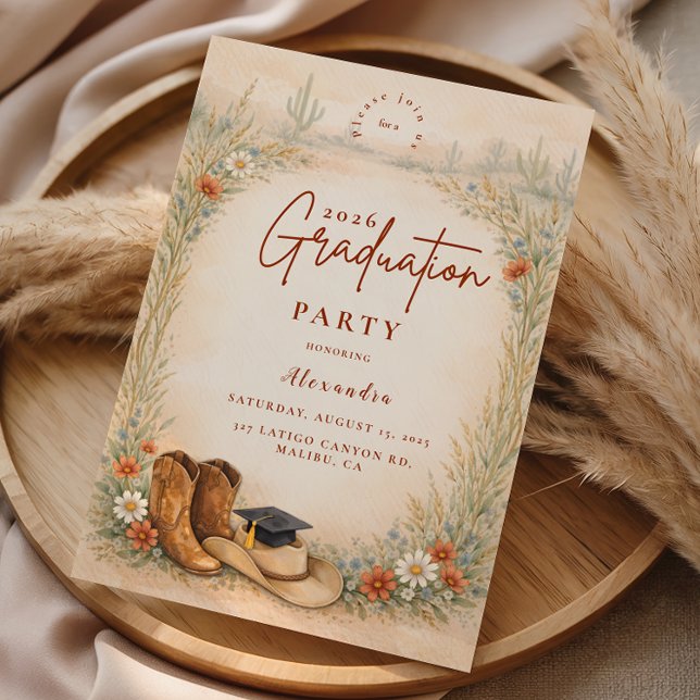 Boho Cowgirl Graduation Party Invitation (Creator Uploaded)