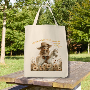 Boho Cowgirl Horse Tote Bag