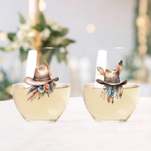 Boho Cowgirl Social Club Stemless Wine Glasses