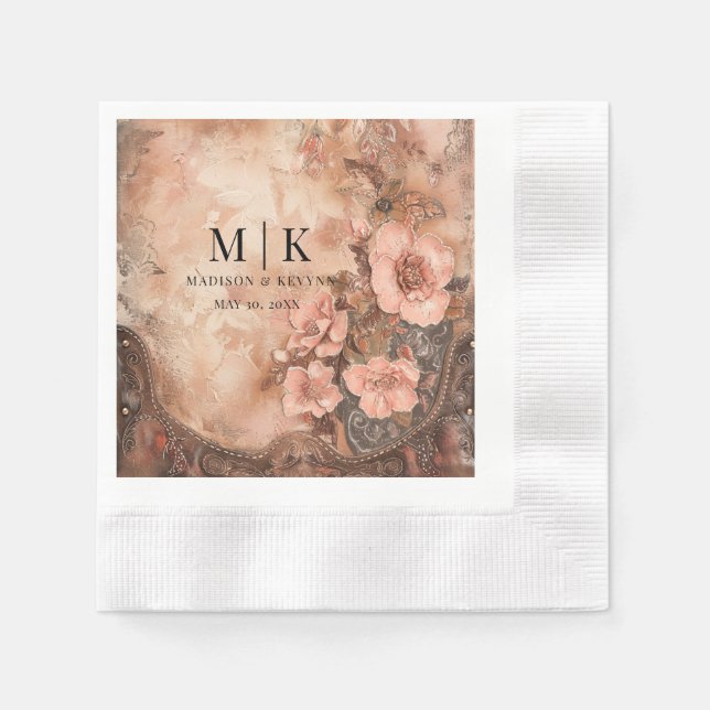 Boho Cowgirl Western Florals  Wedding  Napkin (Front)