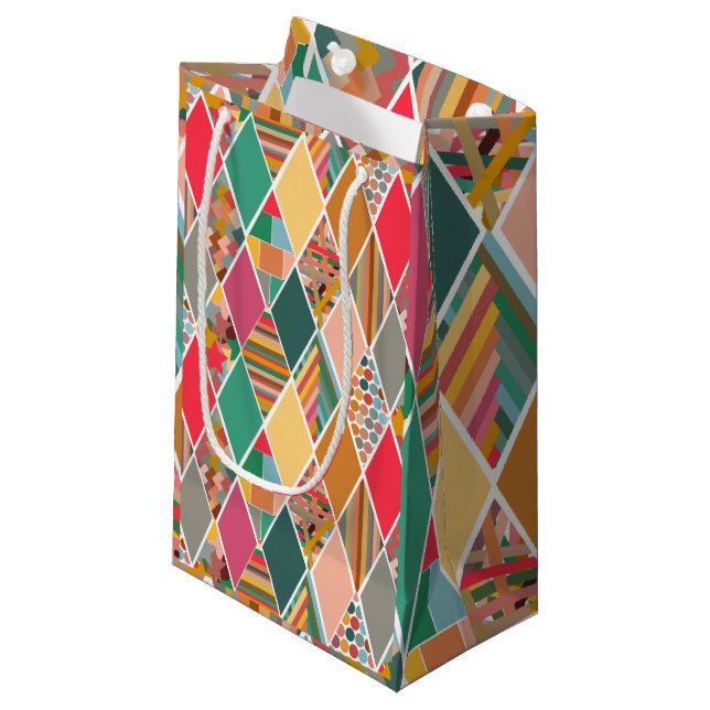 Boho Crazy Quilt Small Gift Bag (Front Angled)