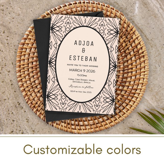 Boho Cream and Black Tribal Pattened Invitation (Creator Uploaded)