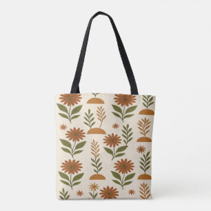 Boho Cream and Brown Shapes Tote Bag