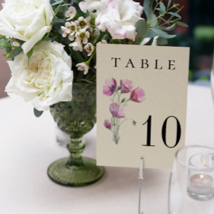 Boho Cream and Plum Floral Vintage Wedding Table N Number