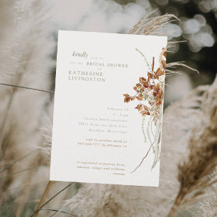 Boho Cream Elegant Bridal Shower Invitation