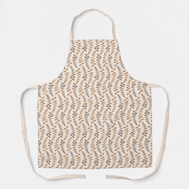 Boho Cream Fern Strings - seamless pattern. Apron (Front)
