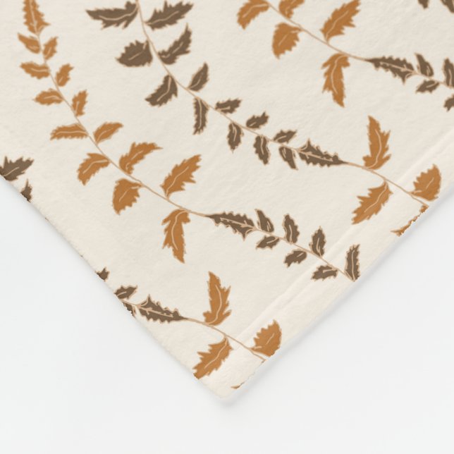 Boho Cream Fern Strings - seamless pattern. Fleece Blanket (Corner)