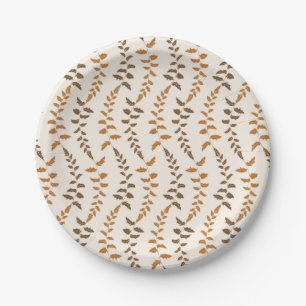 Boho Cream Fern Strings - seamless pattern. Paper Plate
