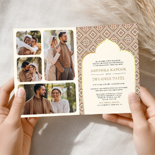 Boho Cream Geometric All in One Indian Wedding Invitation