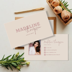 Boho Cream Pink Typography Script Business Card