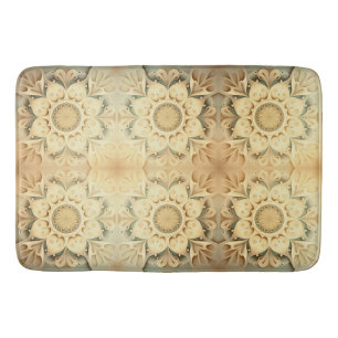 Boho Cream Swirl Hearts Design Bath Mat