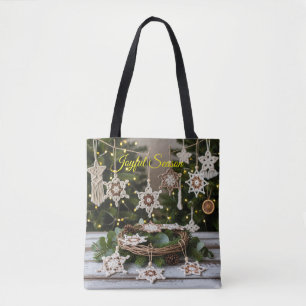 Boho Crochet Snowflake Christmas Tote Bag
