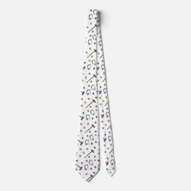 Boho Croquet Pattern Hand-Drawn Whimsical Vintage Tie (Front)