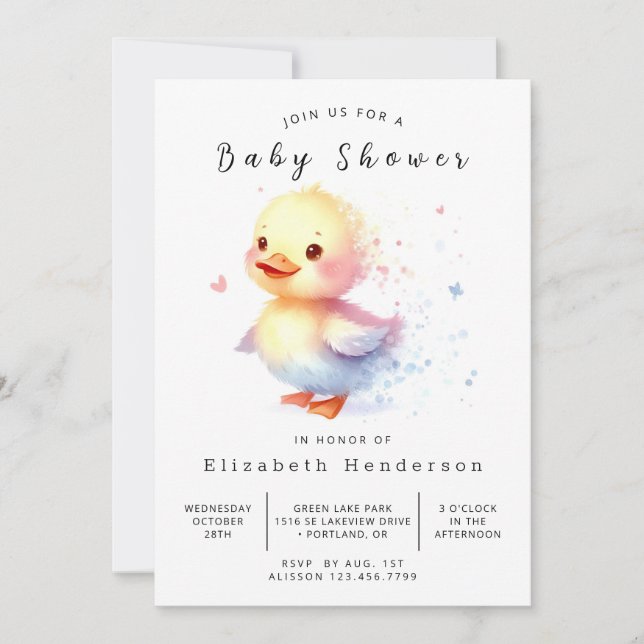 Boho Custom Duck Baby Shower  Invitation (Front)