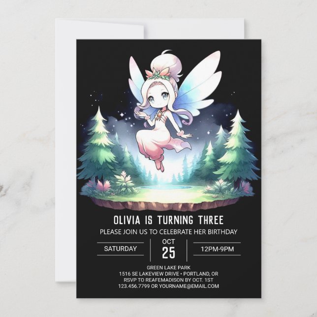 Boho Custom Fairy Birthday Invitation (Front)