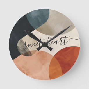 Boho Custom Name Round Clock
