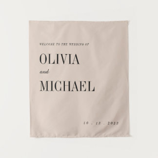 Boho Custom Wedding Welcome Beige Tapestry