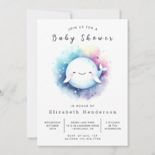 Boho Custom Whale Baby Shower Invitation