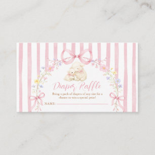 Boho Cute A little lamb Pink Bow Diaper Raffle Enclosure Card
