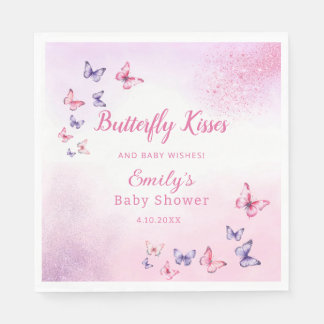 Boho Cute Butterfly Watercolor Girl baby Shower Napkin