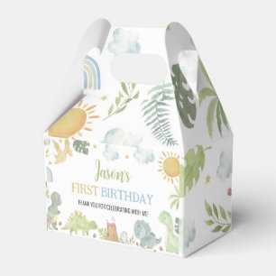 Boho Cute Dinosaurs First Birthday Favor Box
