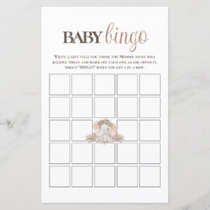 Boho Cute Elephant Baby Bingo Baby Shower Game