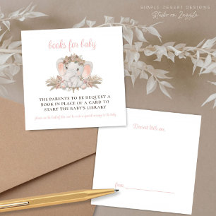 Boho Cute Elephant Baby Shower Book Request Enclosure Card