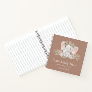 Boho Cute Elephant Gender Neutral Baby Shower Notebook