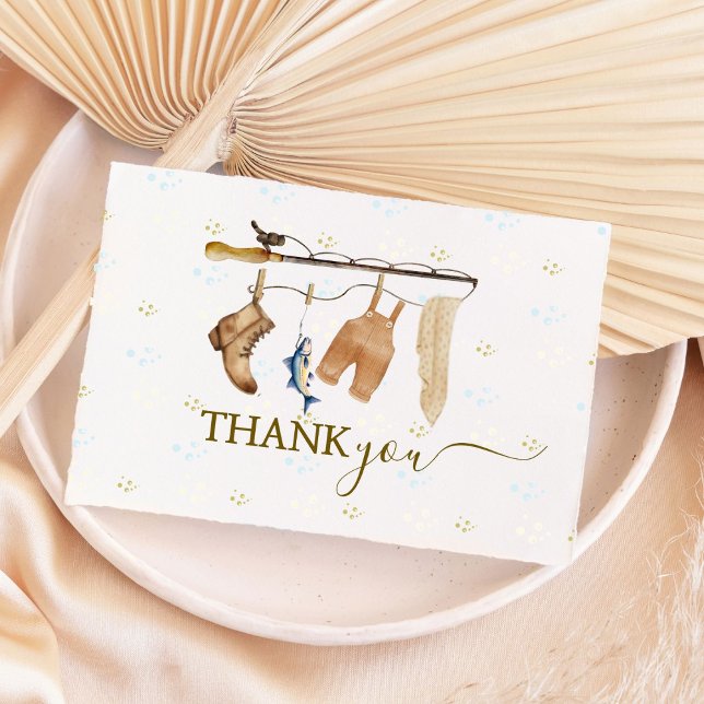 Boho Cute Fisherman’s Derby Baby Shower Fishing  Thank You Card (Creator Uploaded)