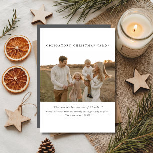 Boho Cute Funny Family Photo Obligatory Christmas Holiday Card