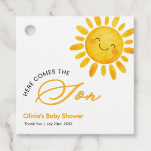 Boho Cute Here Comes the Sun Baby Shower  Favour Tags