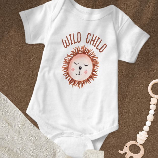Boho Cute Lion Wild Child Baby Bodysuit (Creator Uploaded)