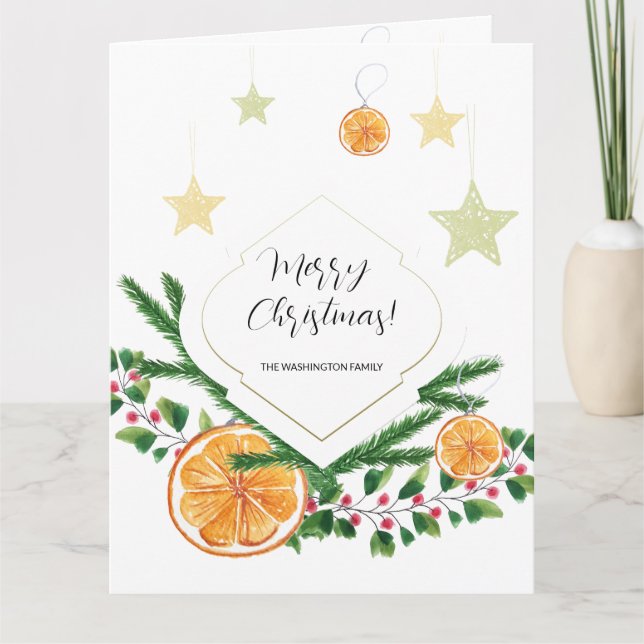 Boho Cute Pattern Winter Citrus Card (Front)