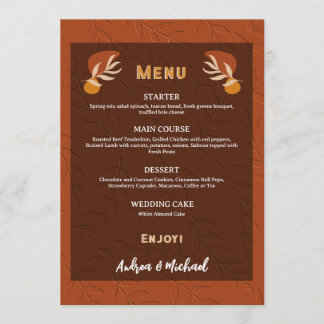 Boho Cute Vintage Terracotta Rust Burnt Orange  Menu