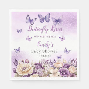 Boho Cute Watercolor Floral Butterfly Baby Shower  Napkin