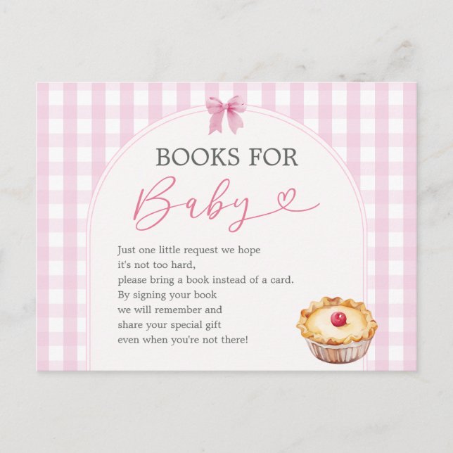 Boho Cutie Pie Pink Gingham Books for Baby Postcard (Front)