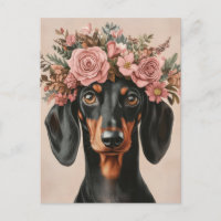 Boho Dackel with flower wreath