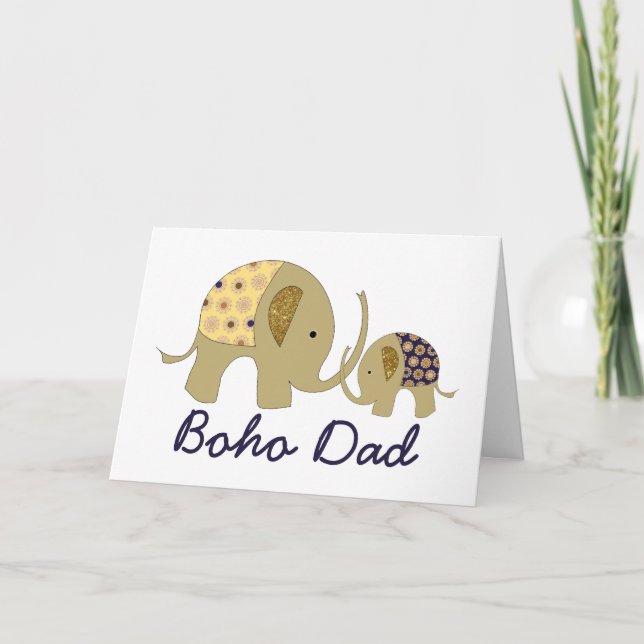 Boho Dad, Gold Elephant Card (Front)