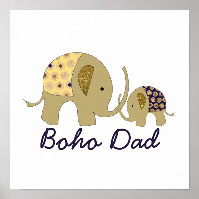 Boho Dad, Gold Elephant Poster (Front)