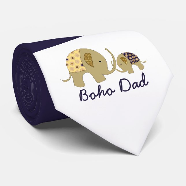 Boho Dad, Gold Elephant Tie (Rolled)