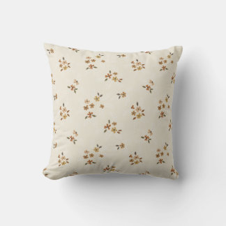 Boho Dainty Floral Flowers on Cream Cushion
