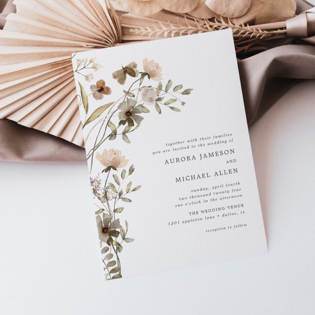 Boho Dainty Floral Spring Summer Wedding Invitation (Creator Uploaded)