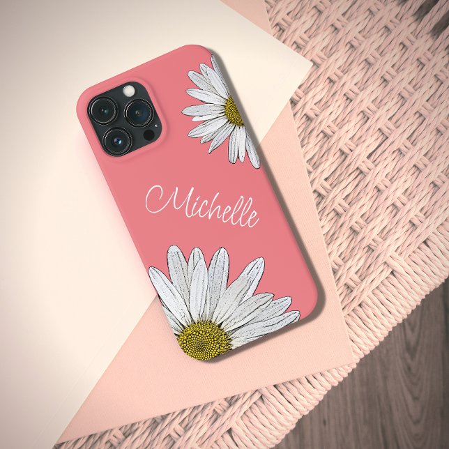 Boho Daisies Botanical Peach Trendy Floral   Case-Mate iPhone Case (Creator Uploaded)