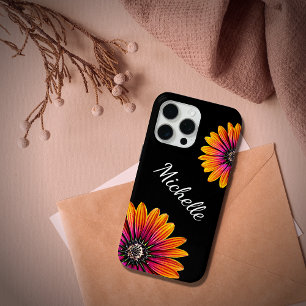 Boho Daisies Botanical Rustic Black iPhone 15 Pro Max Case