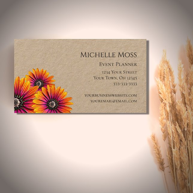 Boho Daisies Colourful Botanical Rustic Business Card (Creator Uploaded)