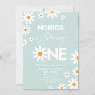 Boho Daisies One Birthday Party invitation