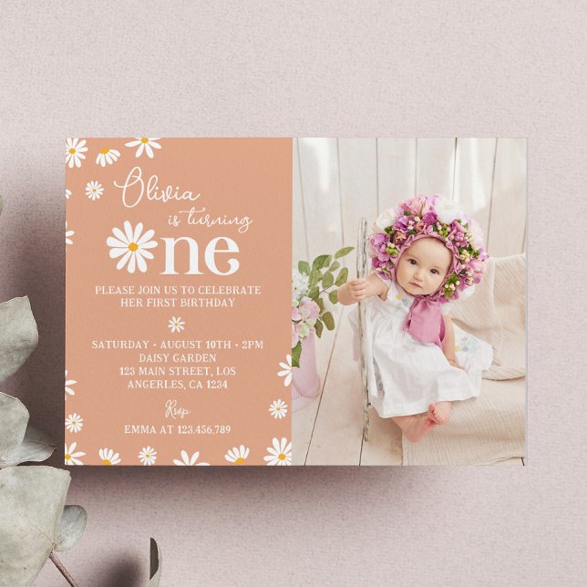 Boho Daisy 1st Birthday Invitation (Creator Uploaded)