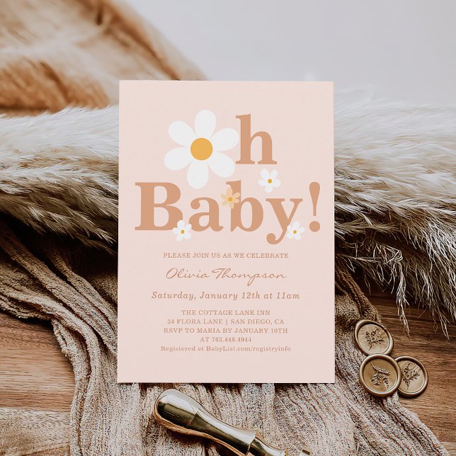 Boho Daisy Baby Girl Shower Invitation (Creator Uploaded)